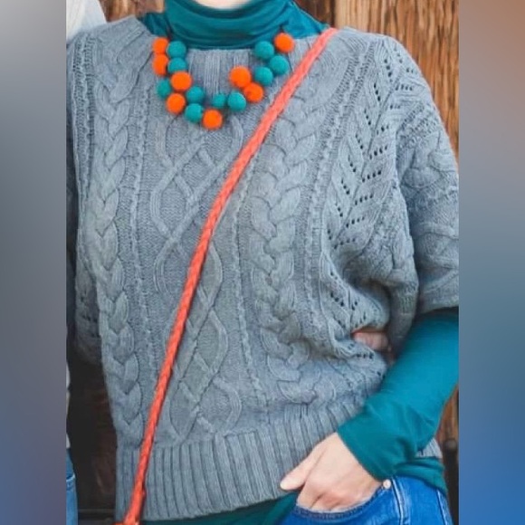 Vibrant Orange and Turquoise Necklace Set, handmade - Picture 5 of 5